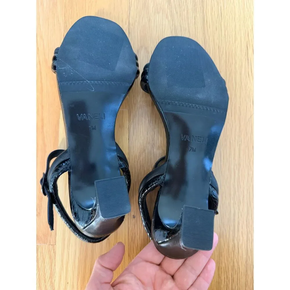 VANELi Lashi Black Kitten Heel Ankle Strap Sandals Size 7M NWOB